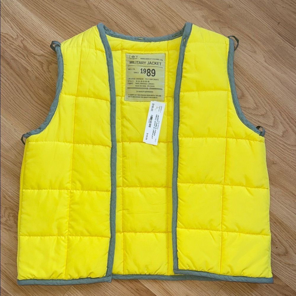 Zadig and Voltaire Puffer Vest Military Yellow Vintage Canvas Size Small